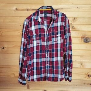 I.N.C International Concepts Mens Plaid Snap-Close Shirt, Size Medium